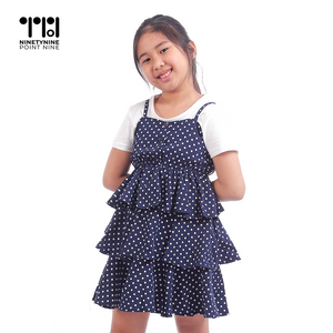 2-in-1 Polka Dress for Girls [621]