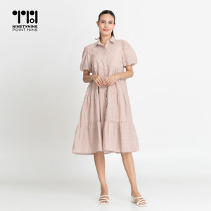 Puff Sleeves Maternity Dress [8532]