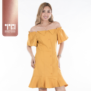 Dress na off-shoulder at mga butones [832]