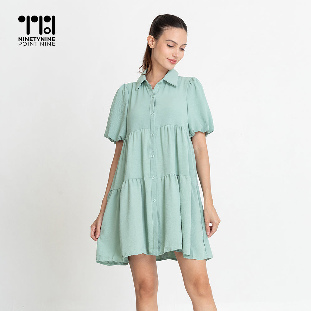 Puff Sleeves Maternity Dress [8596]