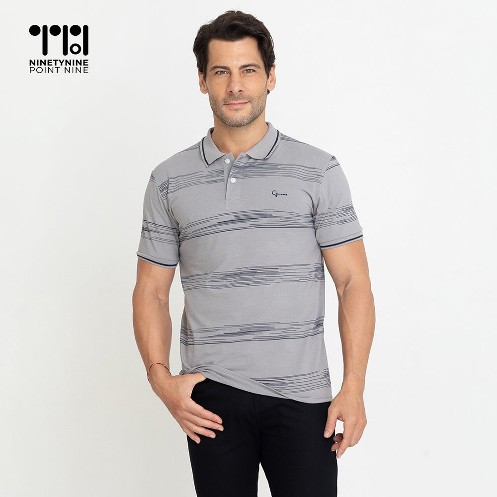 Gray striped shop polo shirt