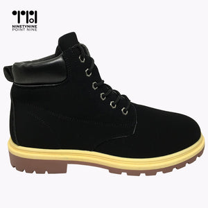 Black Leather Faux Boots [OM-2428B]