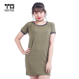 Plain Ribbed T-shirt Dress for Women [AT1067]