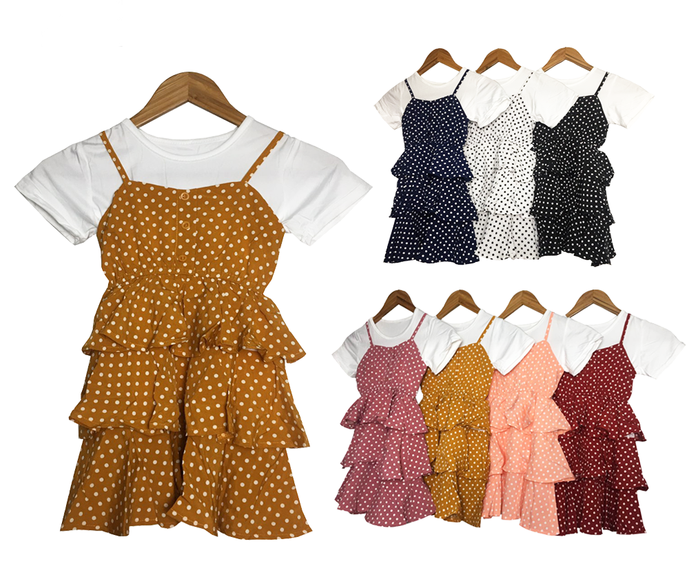 2-in-1 Polka Dress para sa mga Batang Babae [621]