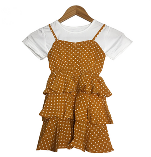 2-in-1 Polka Dress for Girls [621]