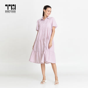 Puff Sleeves Maternity Dress [8532]