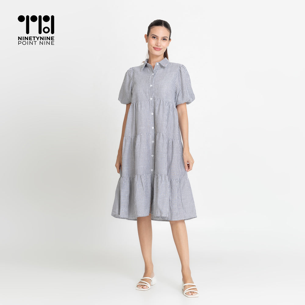 Puff Sleeves Maternity Dress [8532]