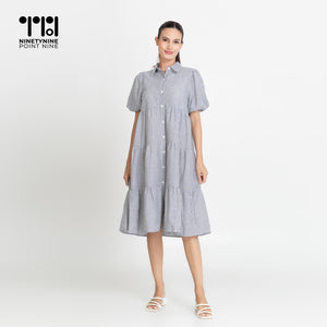 Puff Sleeves Maternity Dress [8532]