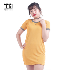 Plain Ribbed T-shirt Dress for Women [AT1067]