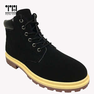 Black Leather Faux Boots [OM-2428B]