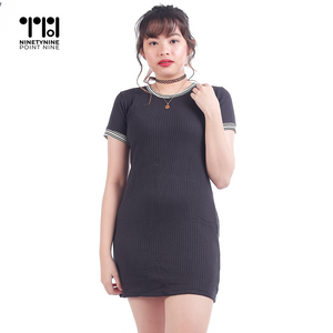 Plain Ribbed T-shirt Dress for Women [AT1067]