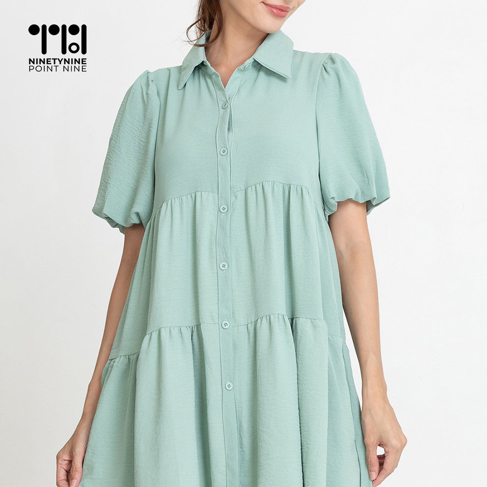 Puff Sleeves Maternity Dress [8596]