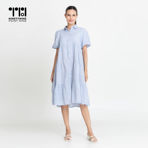 Puff Sleeves Maternity Dress [8532]