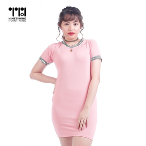 Plain Ribbed T-shirt Dress for Women [AT1067]