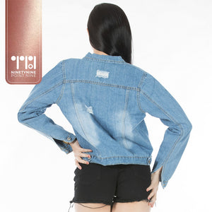 Washed Distressed Denim Jacket [8922]