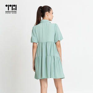 Dress na may puff sleeves para sa mga buntis [8596]