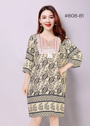 Maraming Kulay na Paisley Tunic Dress [808]