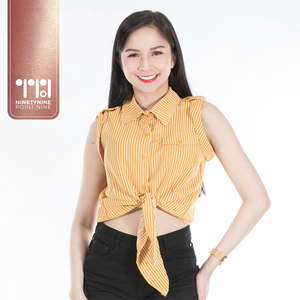 Sleeveless Knot Tie Collar Shirt [775]