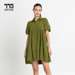 Dress na may puff sleeves para sa mga buntis [8596]