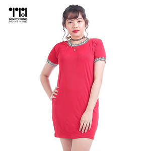 Plain Ribbed T-shirt Dress for Women [AT1067]